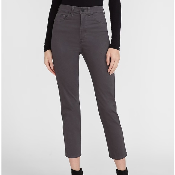 NWT Express Super High Waisted Slim Sateen Pant Grey Size 8 - Picture 2 of 7